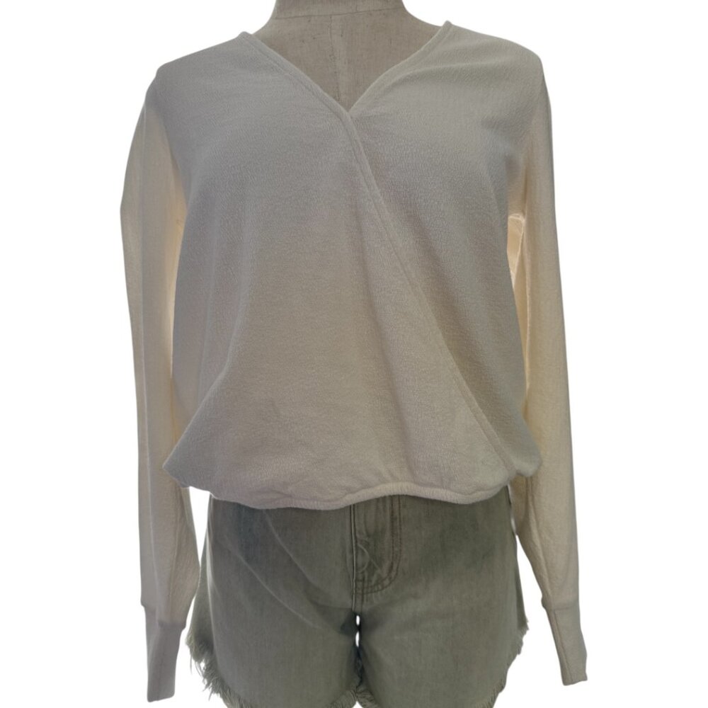 Madewell Texture & Thread Puff Sleeve Faux Wrap Top NWT